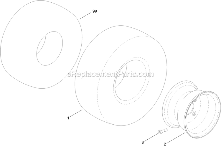 Wheel And Tire Assembly (2) Diagram and Parts List for QT22KA421 (920000-999999)(2011) Exmark Lawn Mower