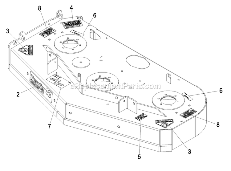 Deck With Decals Assembly (1) Diagram and Parts List for VT24KAS484 (850000-919999)(2010) Exmark Lawn Mower