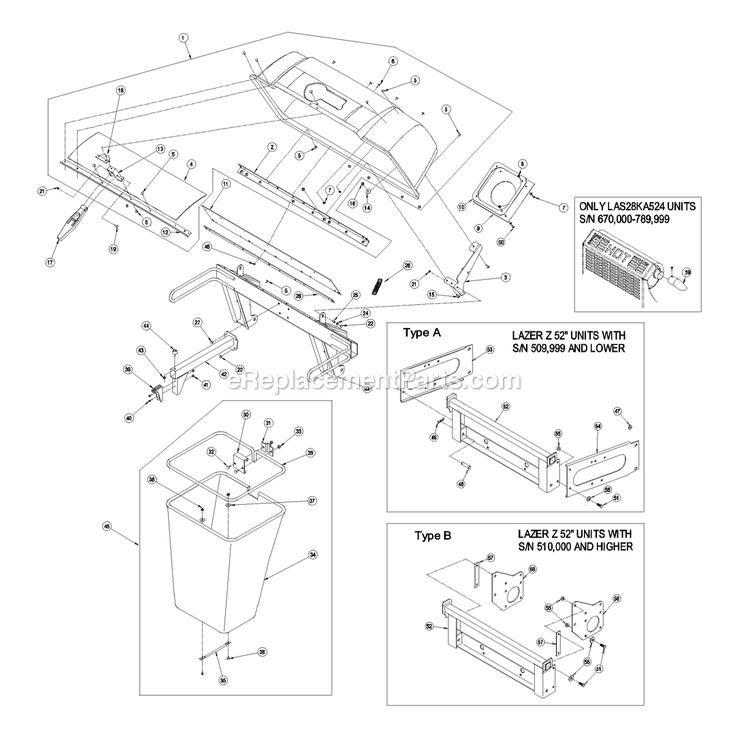 Hood And Bag Assembly (1) Diagram and Parts List for LZUV52 (790000-849999)(2009) Exmark Lawn Tractor Accessories