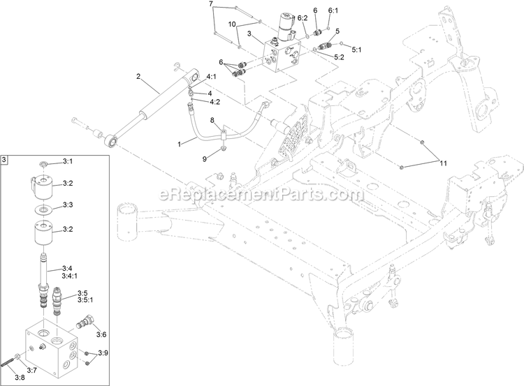 Hydraulic Lift And Fold Assembly Diagram and Parts List for LZS88CDYM96RW0 (404314159-406294344)(2019) Exmark Lawn Mower