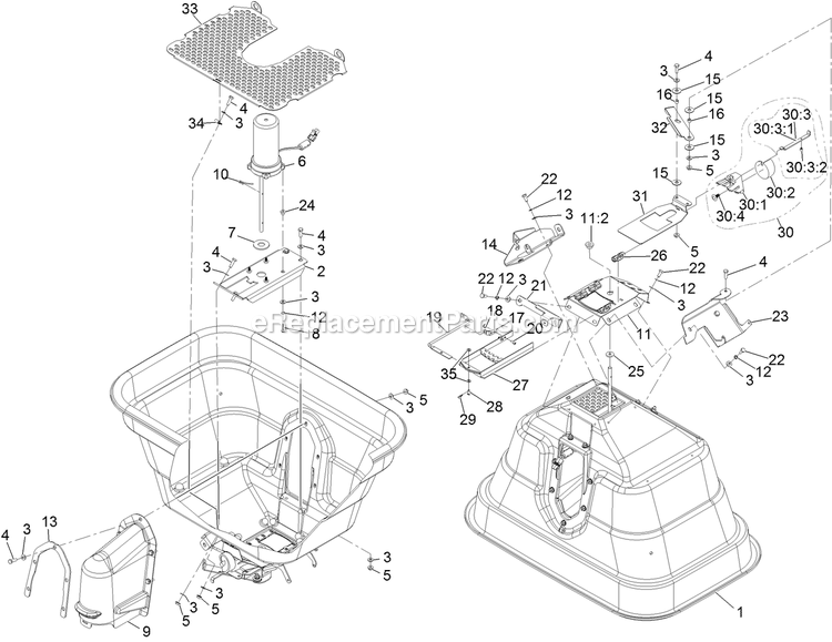 Hopper Assembly Diagram and Parts List for SSS270CSB00000 (316000000-399999999)(2016) Exmark Sprayer