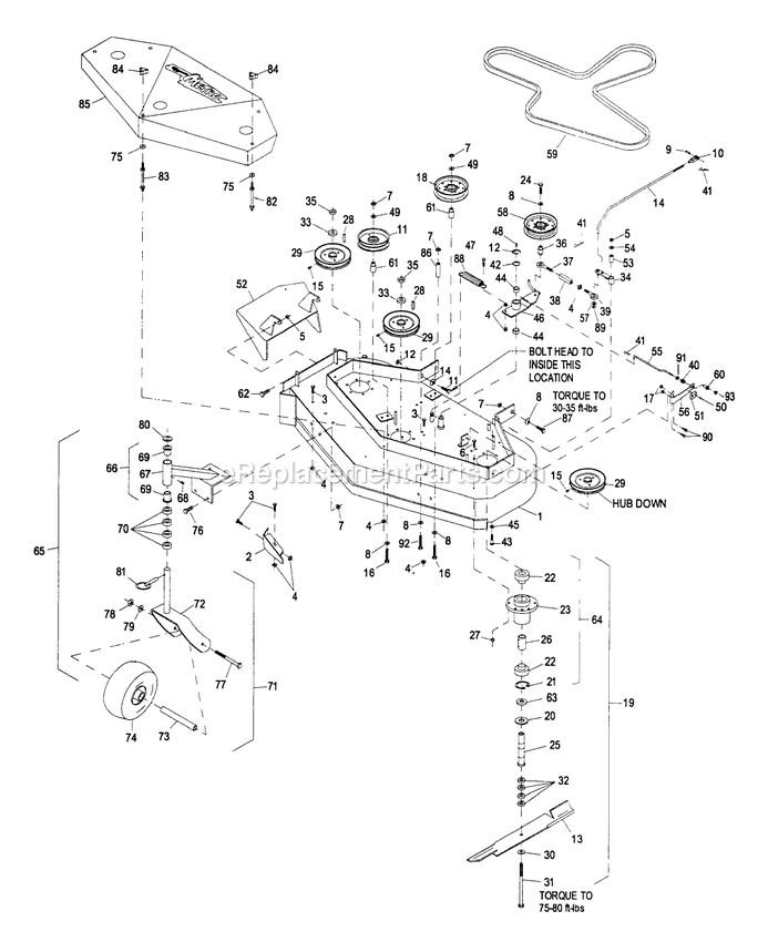 Mower Deck (2) Diagram and Parts List for M4815KA (220000-259999)(2000) Exmark Lawn Mower