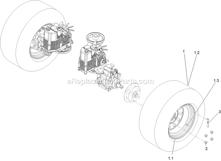 Rear Wheel Assembly Diagram and Parts List for LZX921GKA60600 (406294345-408644345)(2020) Exmark Lawn Mower