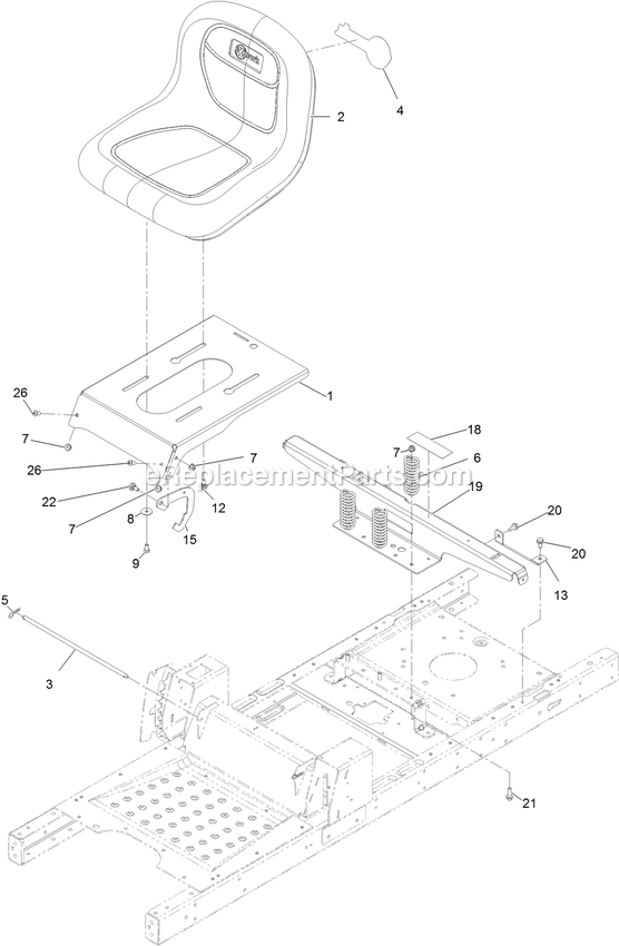 Seat Assembly Diagram and Parts List for QTE452CEM42200 (316000000-399999999)(2016) Exmark Lawn Mower