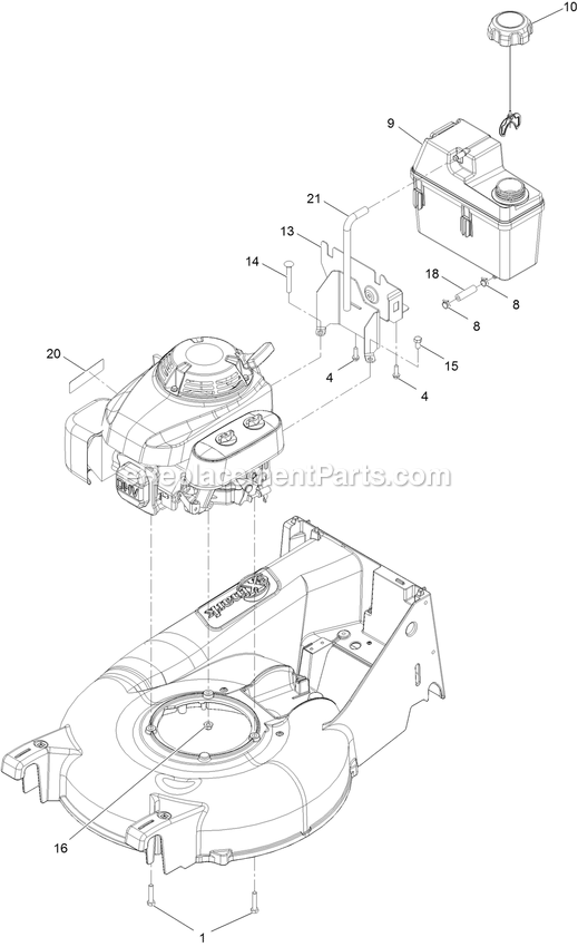 Engine Assembly Diagram and Parts List for ECX160CHN21000 (400000000-402082299)(2017) Exmark Lawn Mower