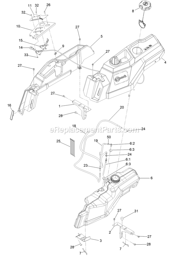 Fuel Assembly Diagram and Parts List for QZS735GKC54200 (411294212-999999999)(2022) Exmark Lawn Mower