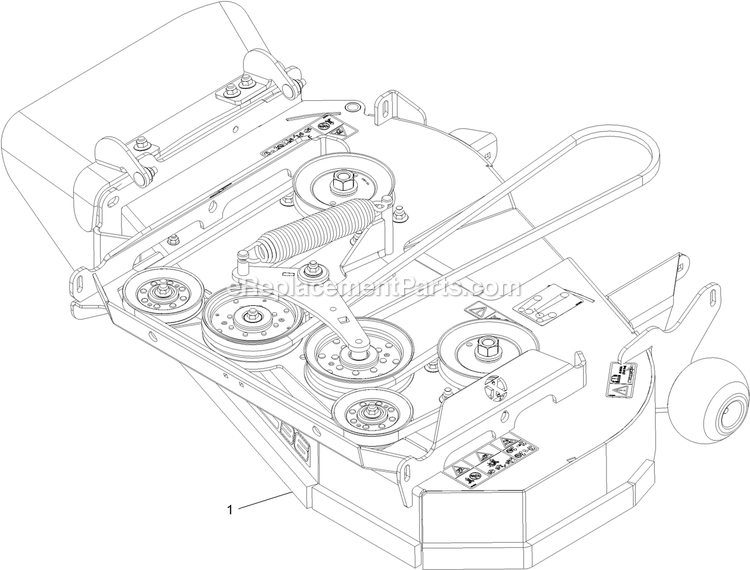 Complete Deck Assembly Diagram and Parts List for STE600CKA363H1 (406294345-408644345)(2020) Exmark Lawn Mower
