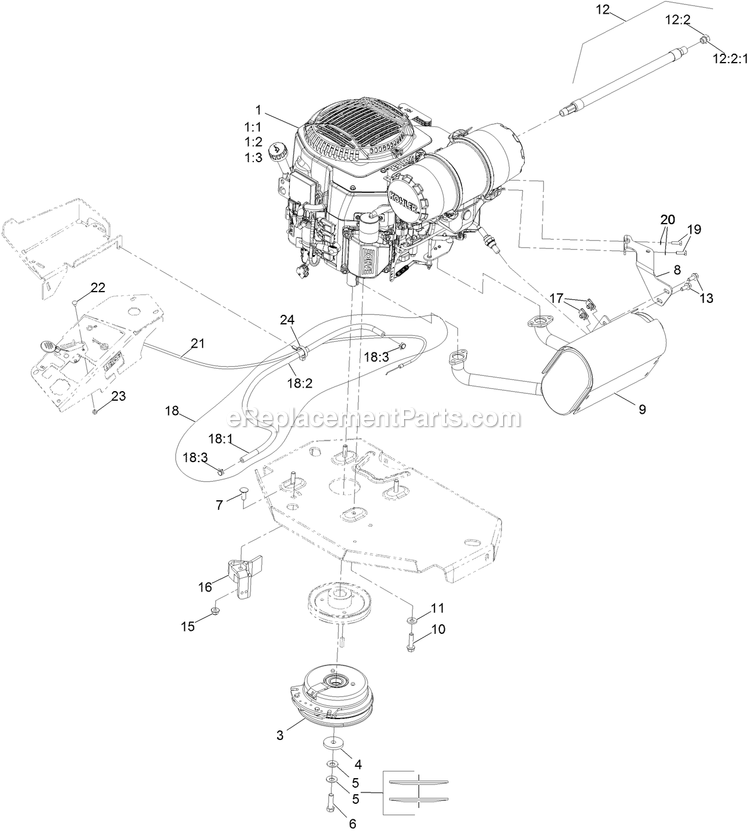 Engine Assembly Diagram and Parts List for LZE740EKC60400 (402082300-404314158)(2018) Exmark Lawn Mower