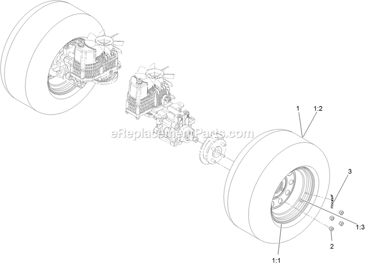 Rear Wheel Assembly Diagram and Parts List for LZX801GKA60600 (315000000-315999999)(2015) Exmark Lawn Mower