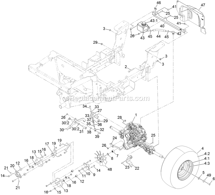 Ground Drive Assembly Diagram and Parts List for SSS270CSB00000 (315000000-315999999)(2015) Exmark Sprayer