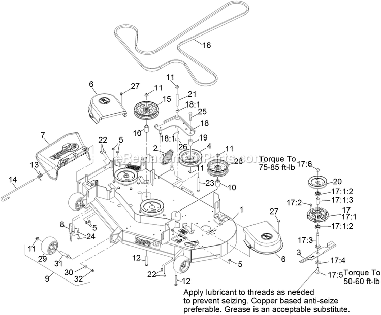 Deck Assembly Diagram and Parts List for PNE651KA482 (312000000-312999999)(2012) Exmark Lawn Mower
