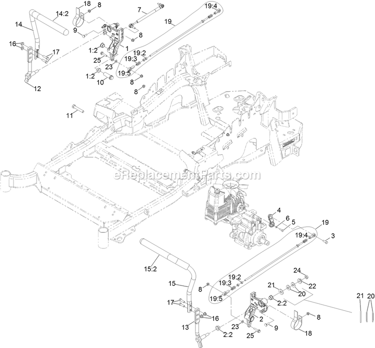 Motion Control Assembly Diagram and Parts List for LZE751GKA604C1 (408644346-999999999)(2021) Exmark Lawn Mower