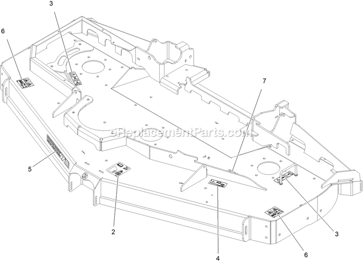 Deck With Decals Assembly Diagram and Parts List for LZS80TDYM72RW0 (406294345-408644345)(2020) Exmark Lawn Mower