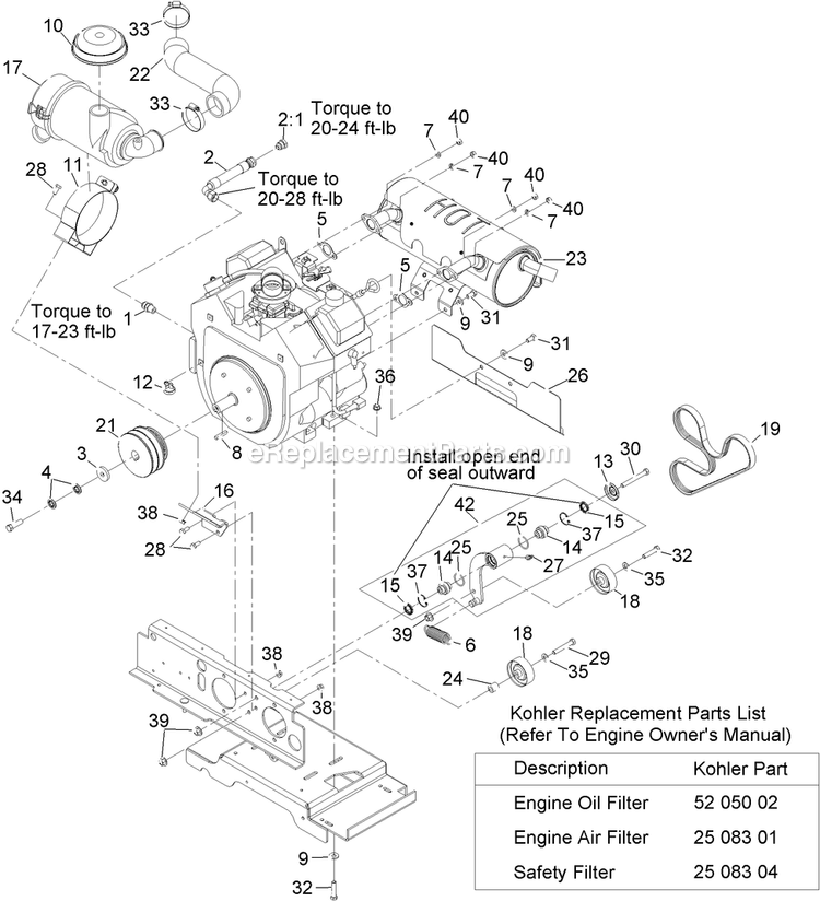 Engine Assembly Diagram and Parts List for NV20KC (920000-999999)(2011) Exmark Lawn Mower