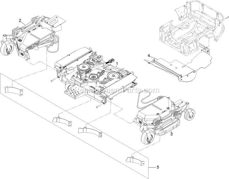 Complete Deck Assembly Diagram and Parts List for LZS88CDYM96RW0 (402082300-404314158)(2018) Exmark Lawn Mower
