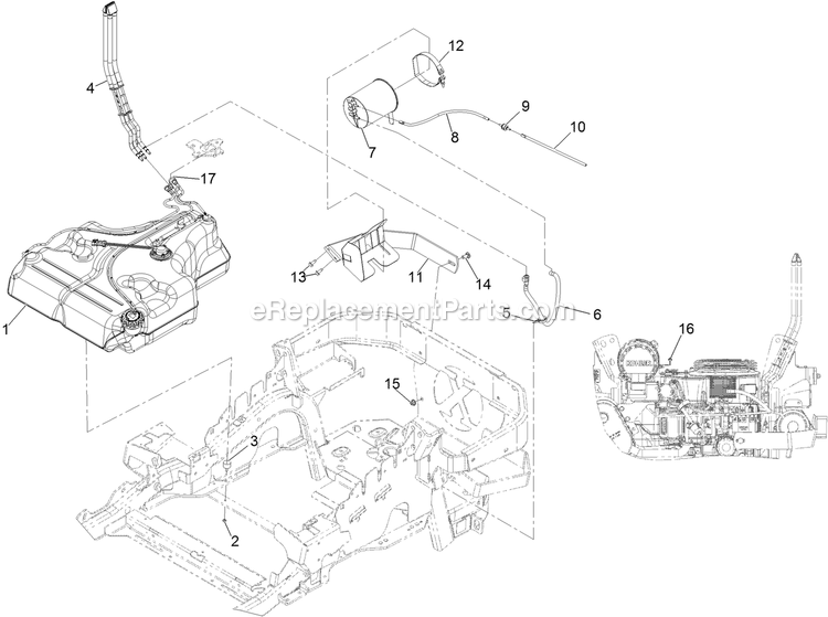 Fuel Tank Assembly (1) Diagram and Parts List for LZS740AKC524A2 (316000000-316999999)(2016) Exmark Lawn Mower