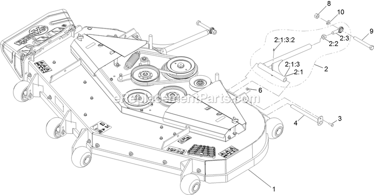 Complete Deck Assembly Diagram and Parts List for LZS902DKU725A1 (400000000-402082299)(2017) Exmark Lawn Mower