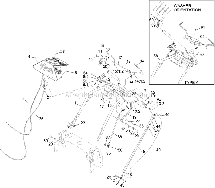 Handle Assembly Diagram and Parts List for TTS541GKA52300 (315000000-315999999)(2015) Exmark Lawn Mower