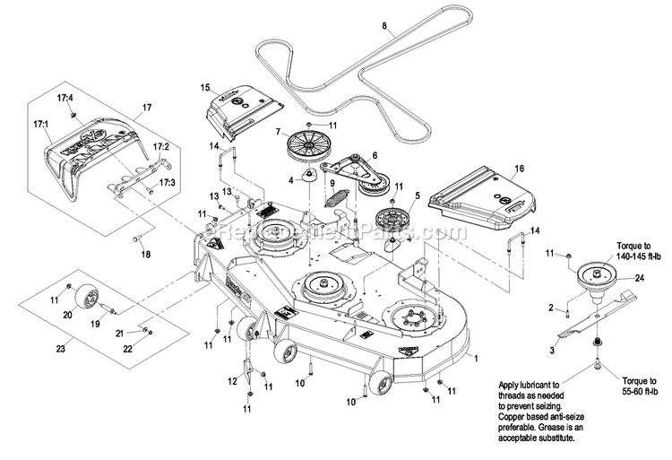 Deck Group (3) Diagram and Parts List for LZAS22KA484CA (850000-919999)(2010) Exmark Lawn Mower
