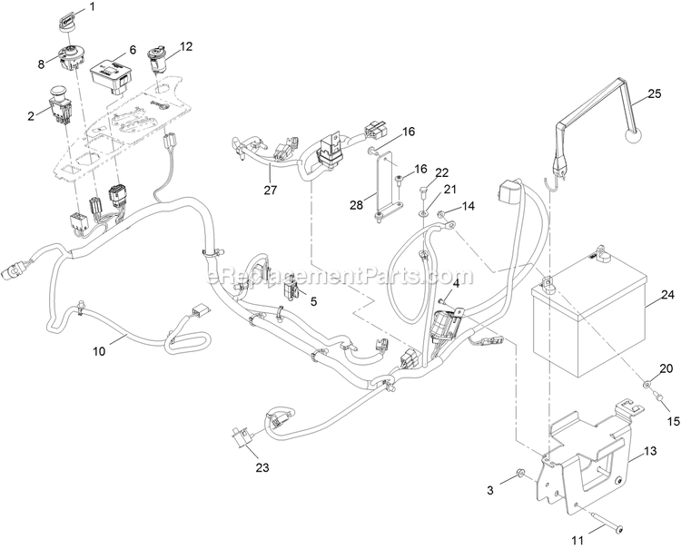 Electrical Assembly Diagram and Parts List for RAX730GKA604A3 (400000000-402082299)(2017) Exmark Lawn Mower
