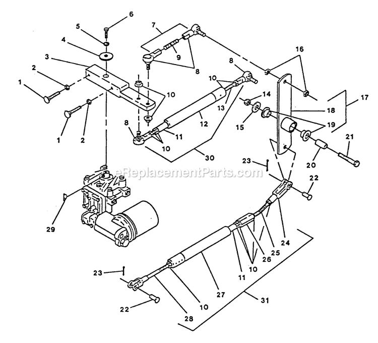 Motion Controls Diagram and Parts List for TR-17K 70000 Exmark Lawn Mower