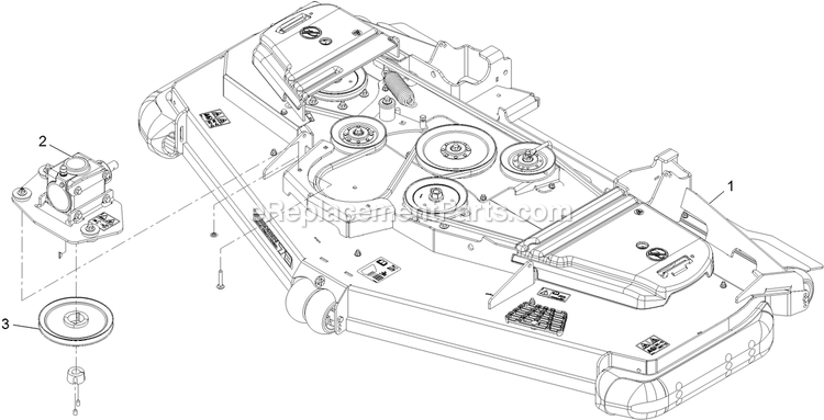 Deck Assembly With Gearbox Diagram and Parts List for LZS80TDYM72RW0 (406294345-408644345)(2020) Exmark Lawn Mower
