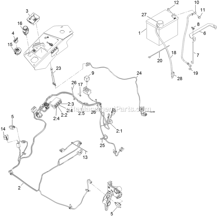 Electrical Assembly Diagram and Parts List for LZS740PKC604 (313000000-313999999)(2013) Exmark Lawn Mower