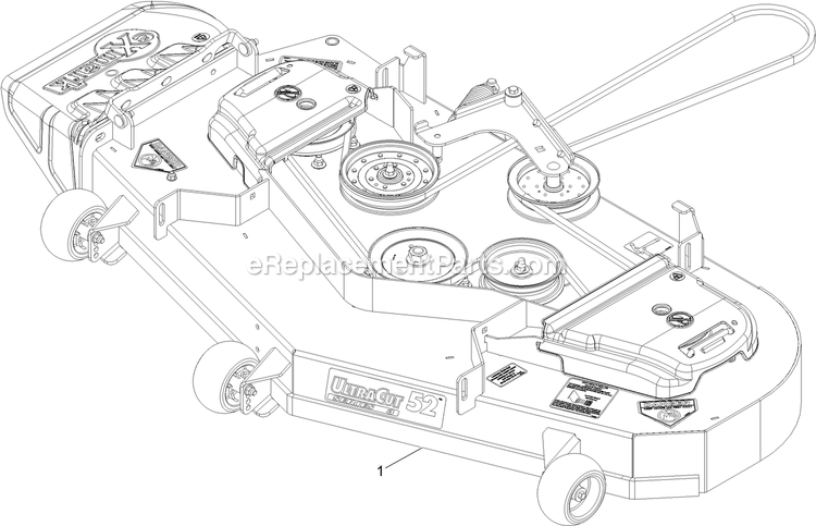 Complete Deck Assembly Diagram and Parts List for PNS680KC523 (312000000-312999999)(2012) Exmark Lawn Mower