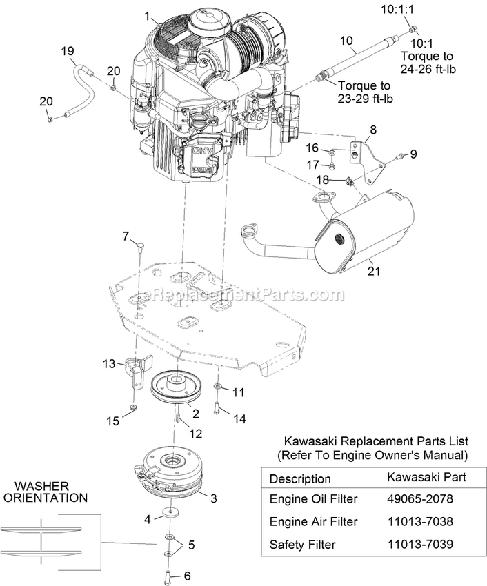 Engine Assembly Diagram and Parts List for LZX921KA606 (314000000-314999999)(2014) Exmark Lawn Mower