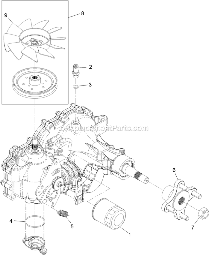 Transaxle Assembly Diagram and Parts List for PNE651KA482 (314000000-314999999)(2014) Exmark Lawn Mower