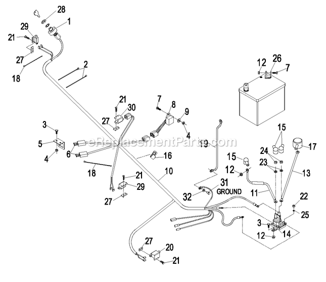 Electrical Group Electric Start Diagram and Parts List for THP20KAE483 (850000-919999)(2010) Exmark Lawn Mower