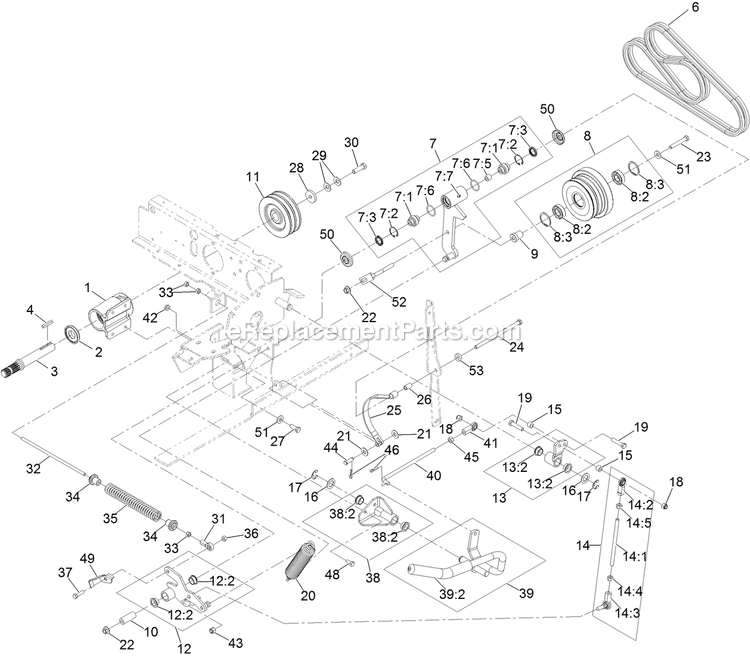 Drive Assembly Diagram and Parts List for NVS640CKC42000 (315000000-315999999)(2015) Exmark Lawn Mower
