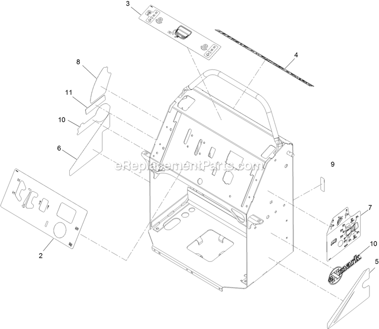 Control Tower Assembly Diagram and Parts List for VTS740PKC52400 (402082300-404314158)(2018) Exmark Lawn Mower