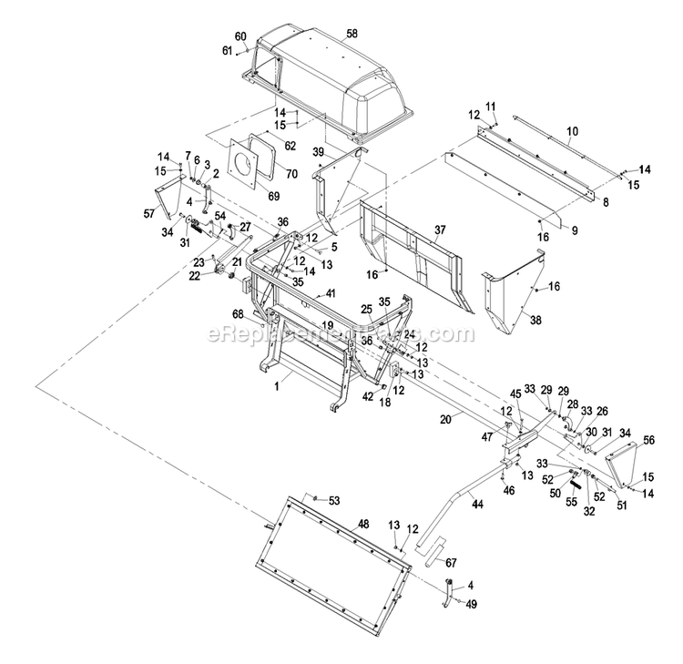 Hopper Assembly (2) Diagram and Parts List for LZUVQD7 (790000-849999)(2009) Exmark Lawn Tractor Accessories