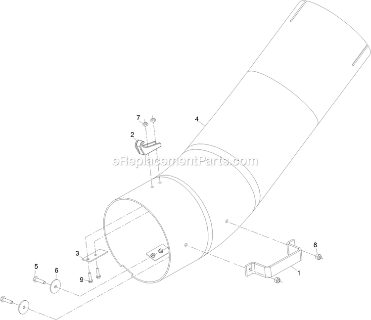 Lower Tube Assembly Diagram and Parts List for LZUVQD11 (402082300-404314158)(2018) Exmark Lawn Tractor Accessories