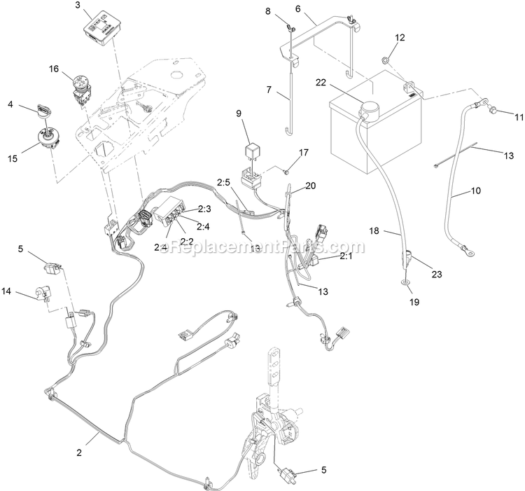 Electrical Assembly Diagram and Parts List for LZE751GKA524A2 (406294345-408644345)(2020) Exmark Lawn Mower