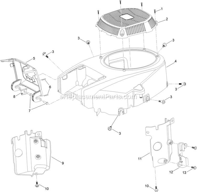 Blower Housing Assembly Engine Assembly Diagram and Parts List for QTS708GEM50200 (316000000-399999999)(2016) Exmark Lawn Mower