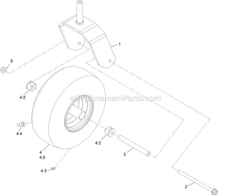 Caster Wheel Assembly Diagram and Parts List for RAE708GEM52300 (404314159-406294344)(2019) Exmark Lawn Mower