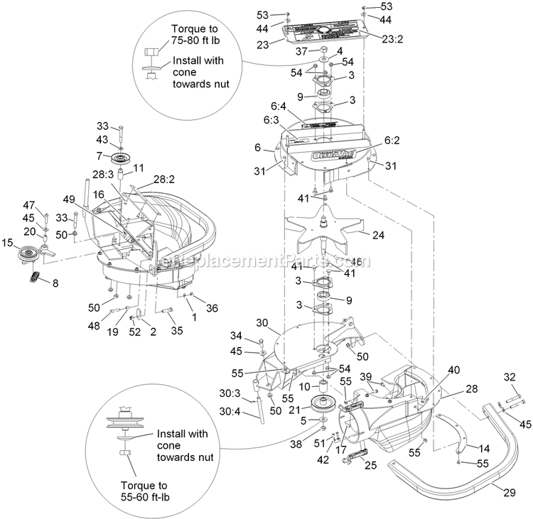 Blower Assembly Diagram and Parts List for LZUV2B (920000-999999)(2011) Exmark Lawn Tractor Accessories