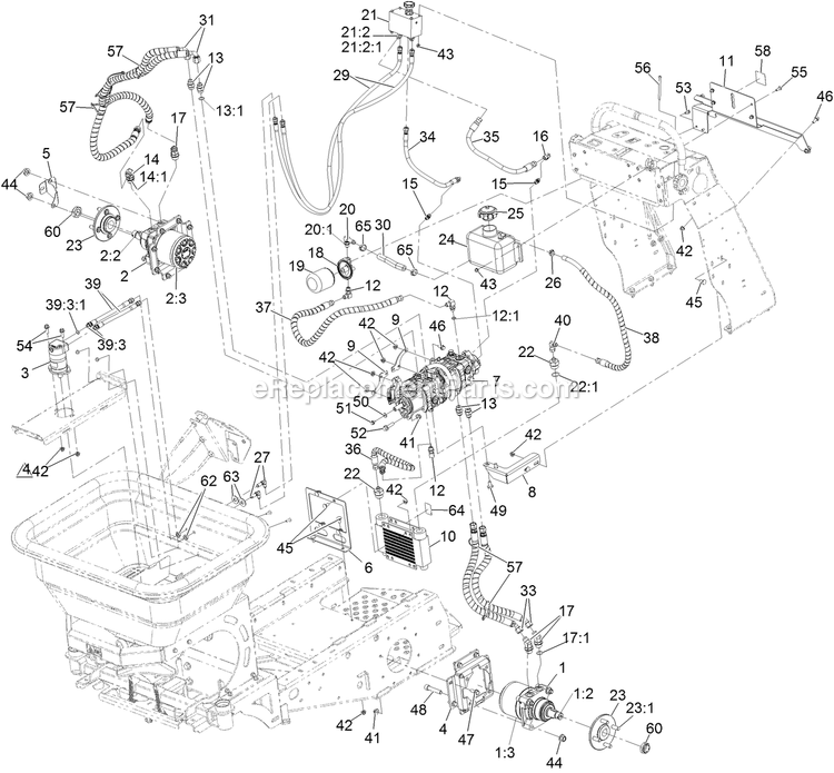 Hydraulic Assembly Diagram and Parts List for 34233 406912824-999999999 Exmark Sprayer