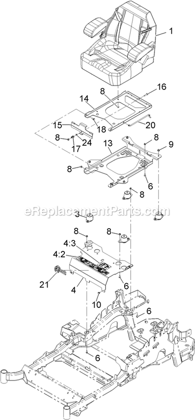 Seat Assembly Diagram and Parts List for LZX38KC606CA (920000-999999)(2011) Exmark Lawn Mower