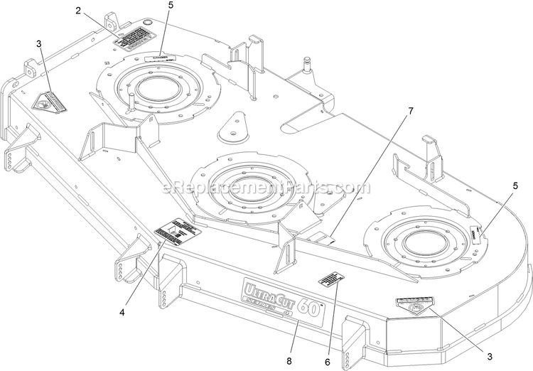 Deck With Decals Assembly Diagram and Parts List for PNS740KC604 (312000000-312999999)(2012) Exmark Lawn Mower