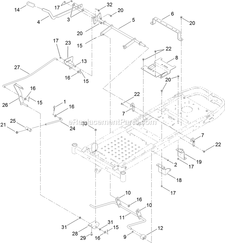 Deck Lift Assembly Diagram and Parts List for QTE651KA421 (313000000-313999999)(2013) Exmark Lawn Mower
