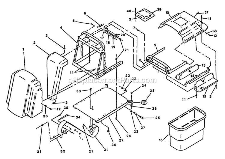 Grass Catcher Diagram and Parts List for EX20KC (130000-149999)(1997) Exmark Lawn Mower