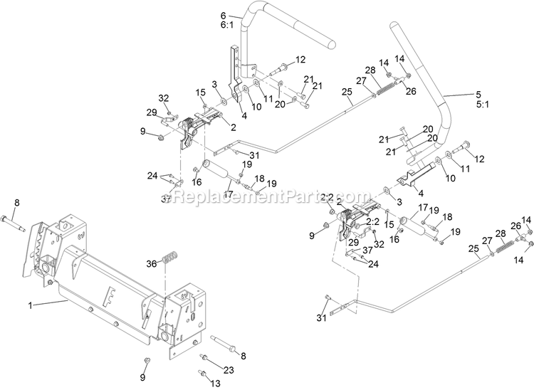 Motion Control Assembly Diagram and Parts List for QZS708GEM50200 (404314159-406294344)(2019) Exmark Lawn Mower