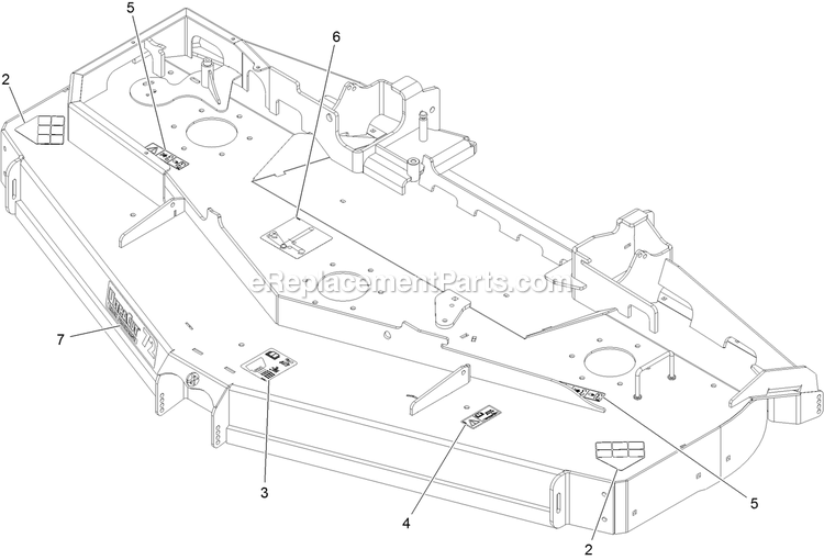 Deck With Decals Diagram and Parts List for LZE749EKC72RA1 (315000000-315999999)(2015) Exmark Lawn Mower