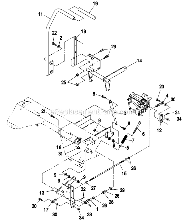 Motion Control Levers Diagram and Parts List for LZ23KA604 (260000-319999)(2001) Exmark Lawn Mower