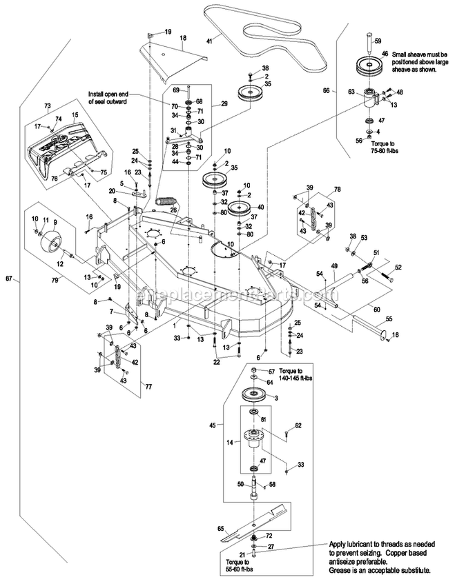 Deck Group (1) Diagram and Parts List for LAS25KC604B (670000-719999)(2007) Exmark Lawn Mower