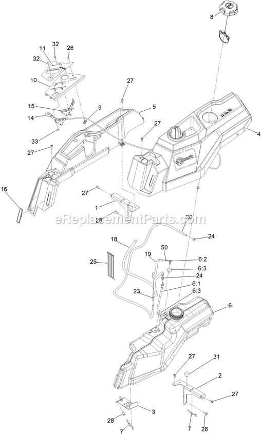 Fuel Assembly Diagram and Parts List for QZE725GKC42200 (411294212-999999999)(2022) Exmark Lawn Mower