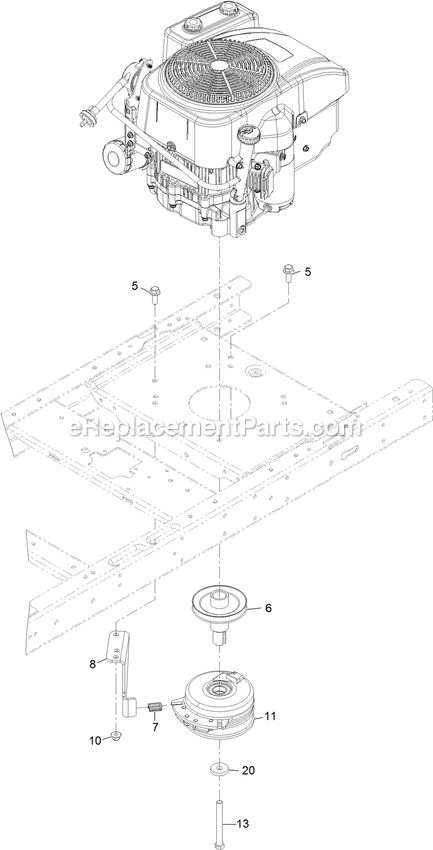 Clutch Assembly Diagram and Parts List for QTE708GEM50200 (316000000-399999999)(2016) Exmark Lawn Mower